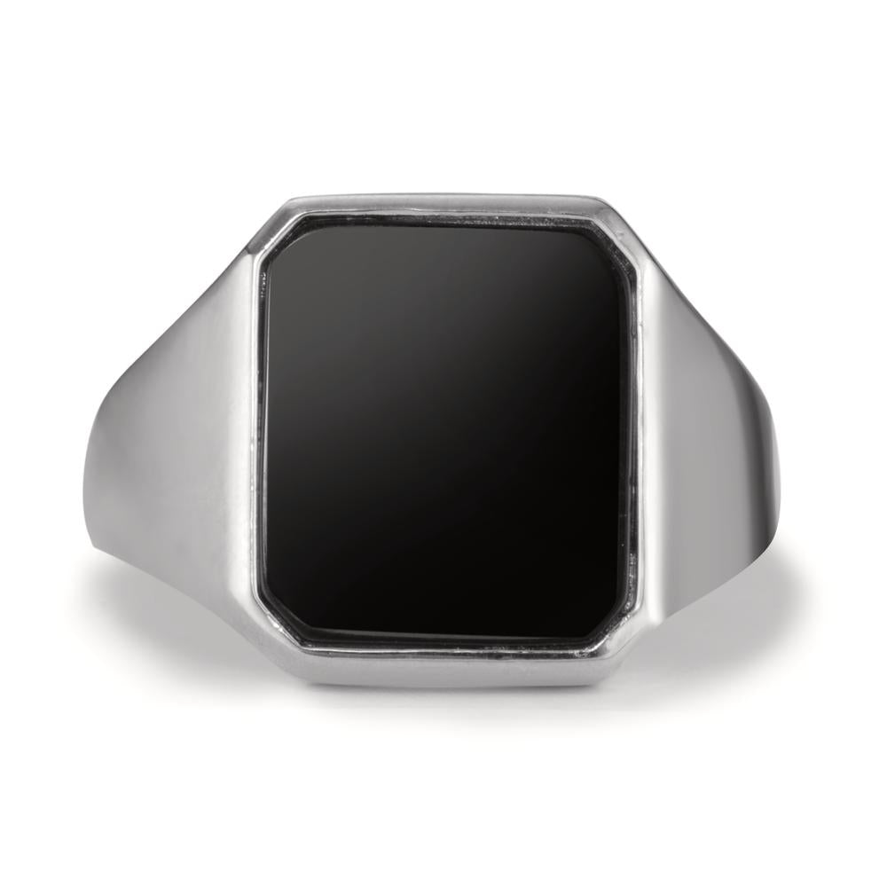 Bague Argent Onyx Rhodié