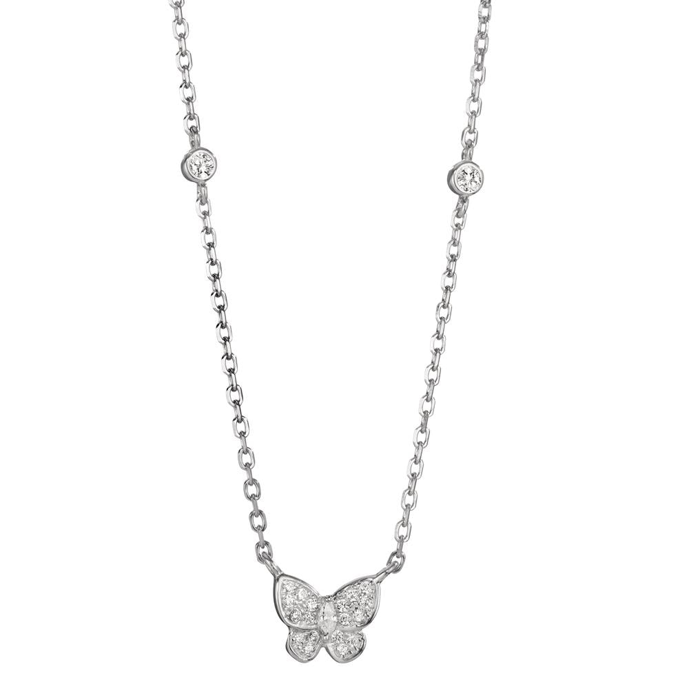 Collier Argent Zircone Rhodié Papillon 40-45 cm