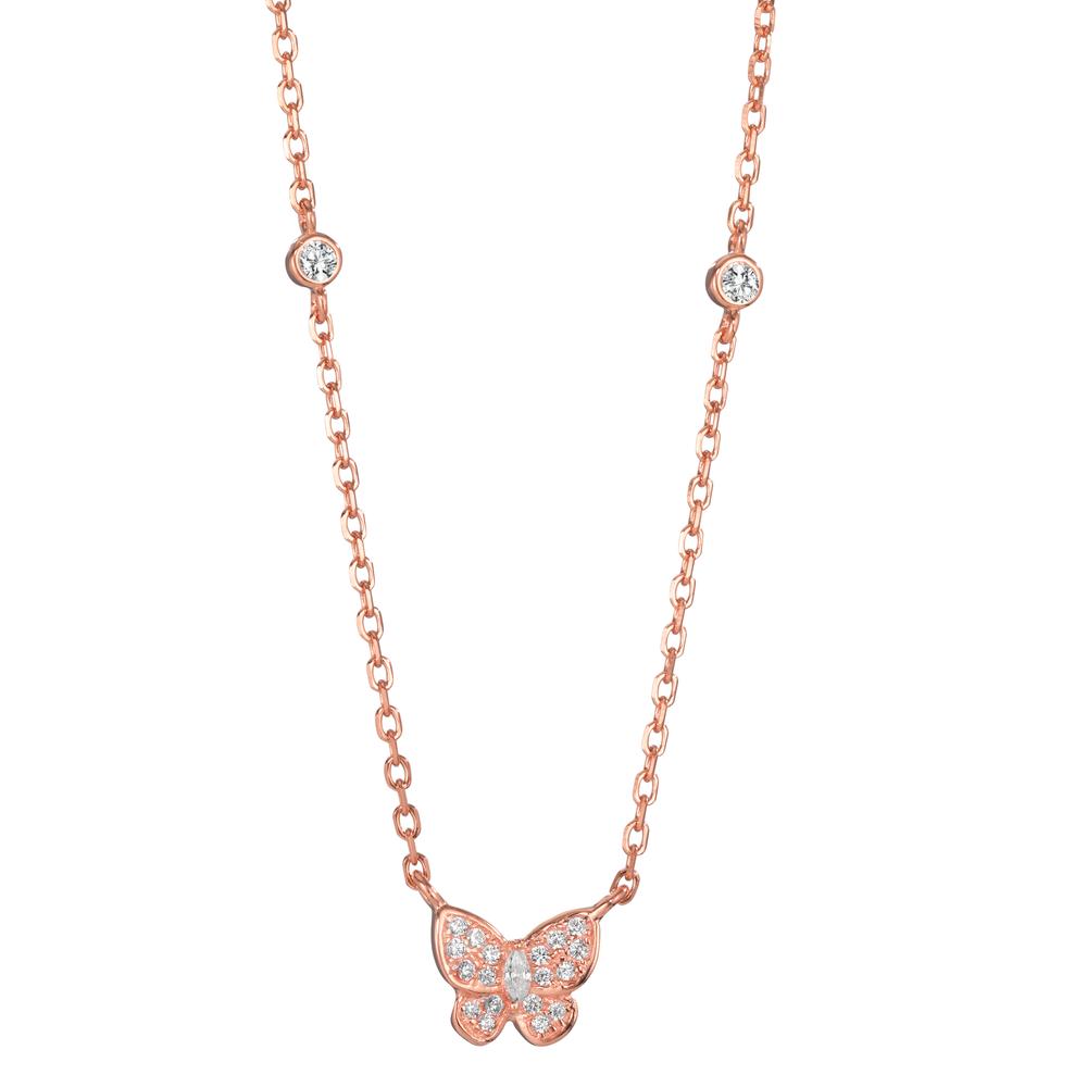 Collier Zilver Zirkonia Rosé Verguld Vlinder 40-45 cm