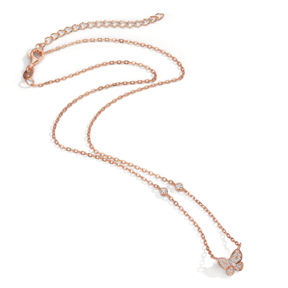 Collier Zilver Zirkonia Rosé Verguld Vlinder 40-45 cm