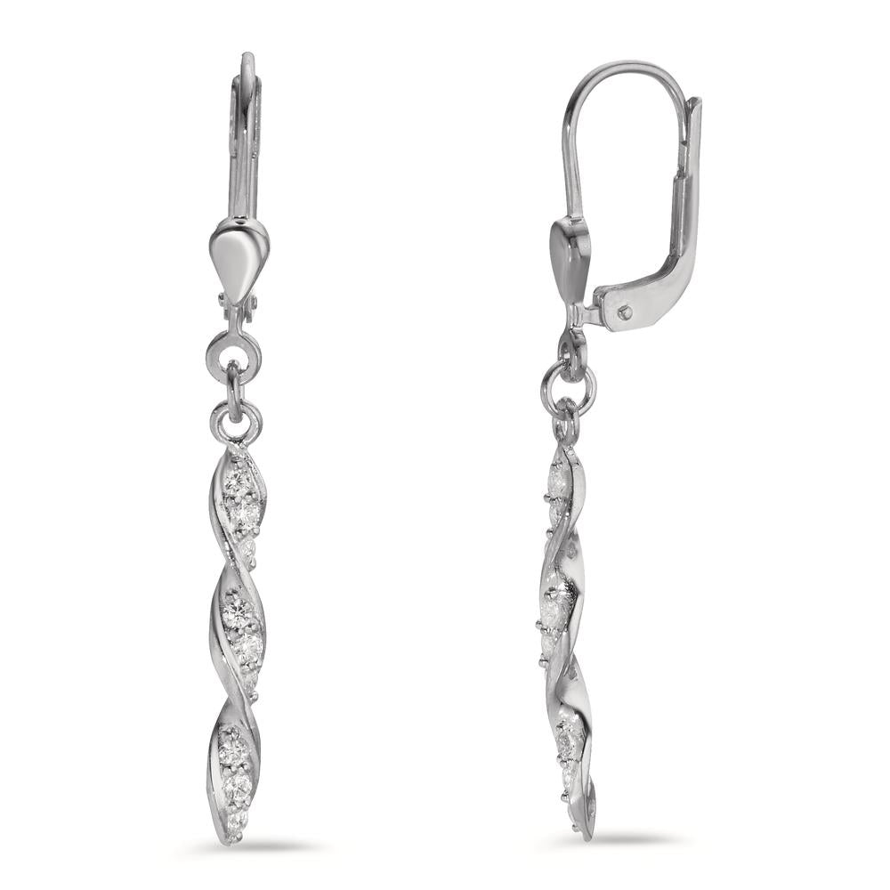 Pendant d'oreilles Argent Zircone 18 Pierres Rhodié