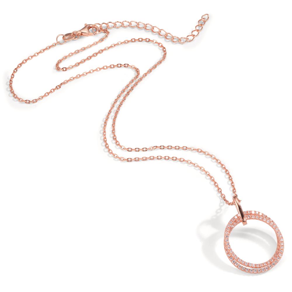 Collier Zilver Zirkonia Rosé Verguld 40-45 cm Ø20 mm