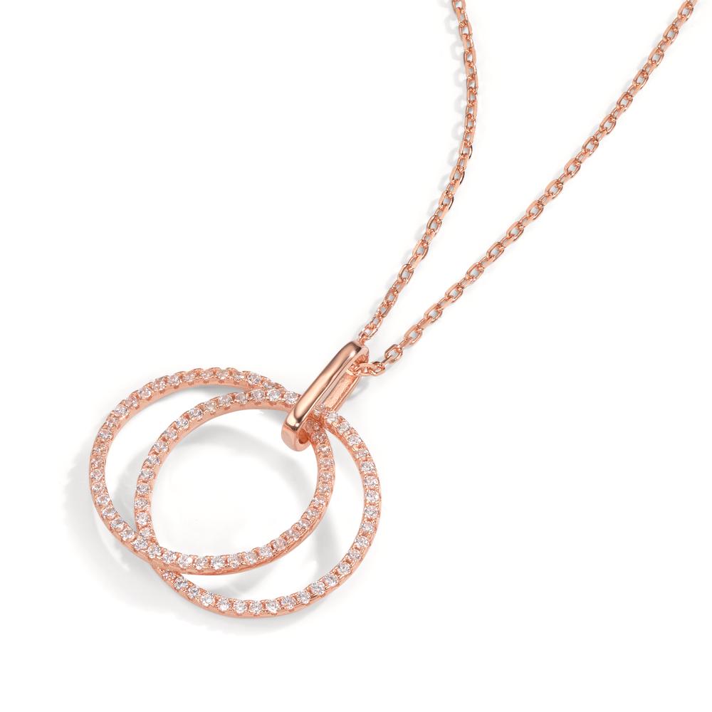 Collier Zilver Zirkonia Rosé Verguld 40-45 cm Ø20 mm