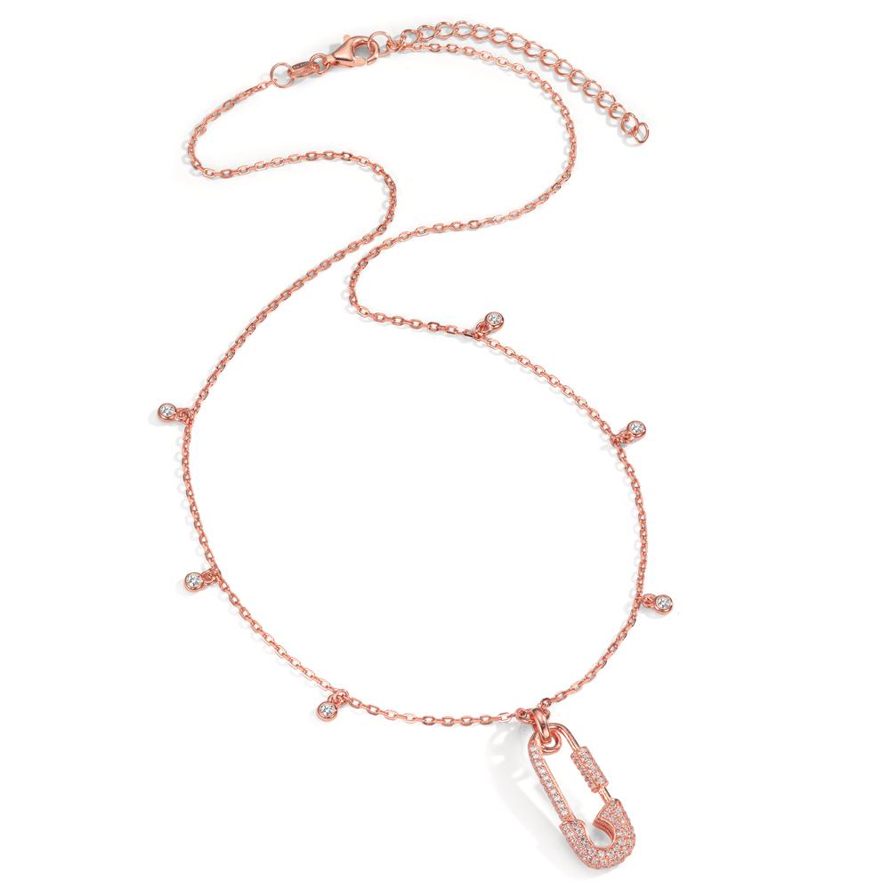 Collier Argent Zircone rosé Plaqué or Épingle à nourrice 40-45 cm