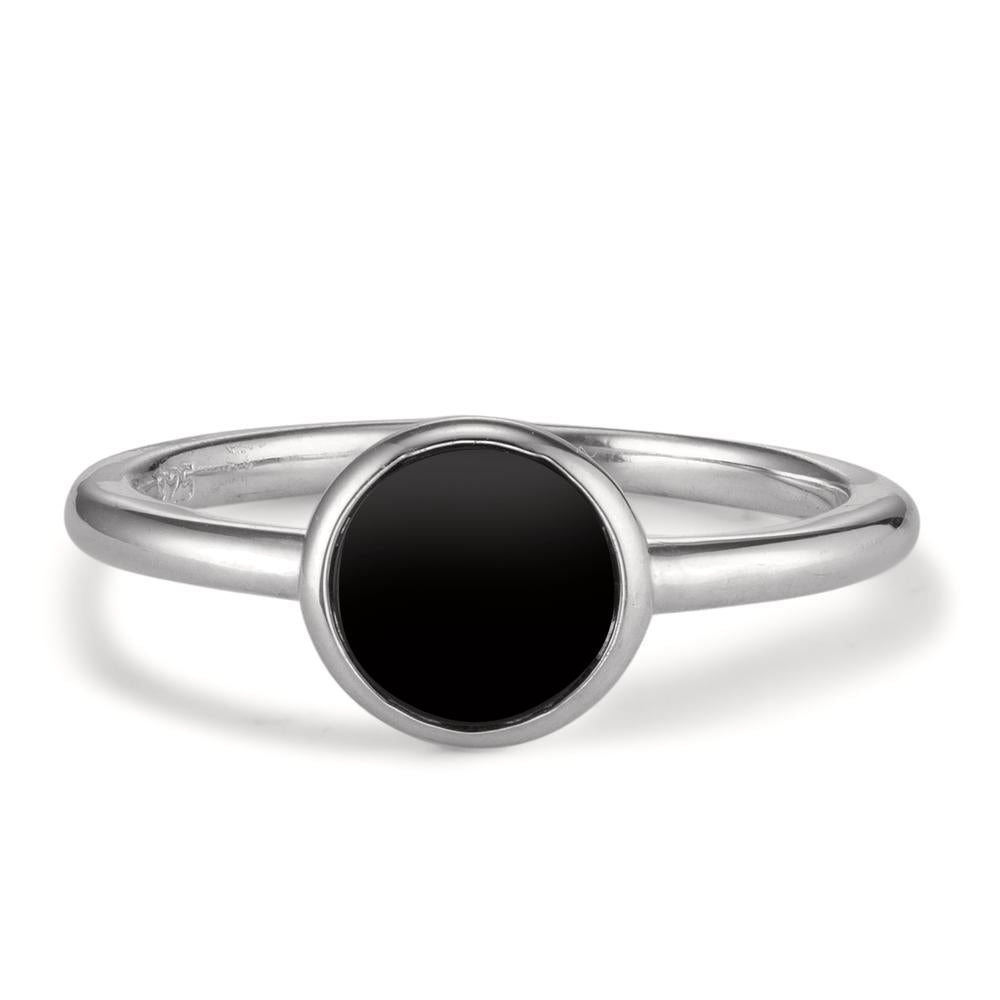 Ring Zilver Onyx Gerhodineerd Ø7.5 mm