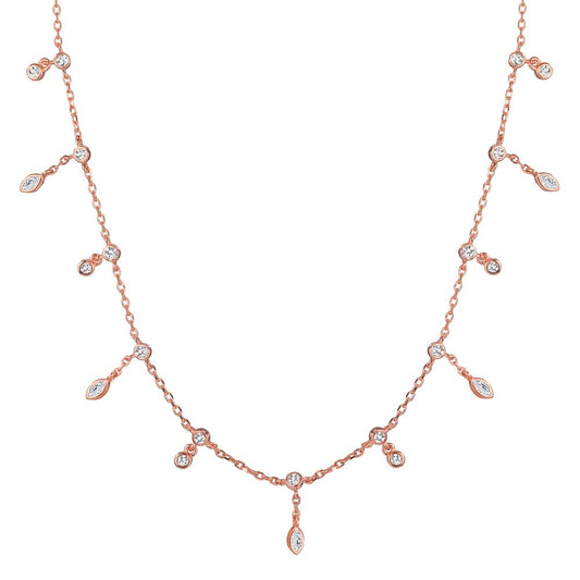 Choker-Collier Silber Zirkonia rosé vergoldet verstellbar