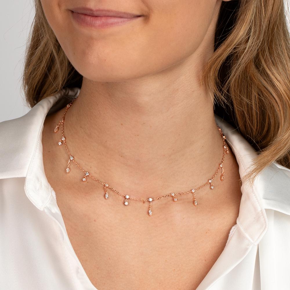 Choker-Collier Silber Zirkonia rosé vergoldet verstellbar