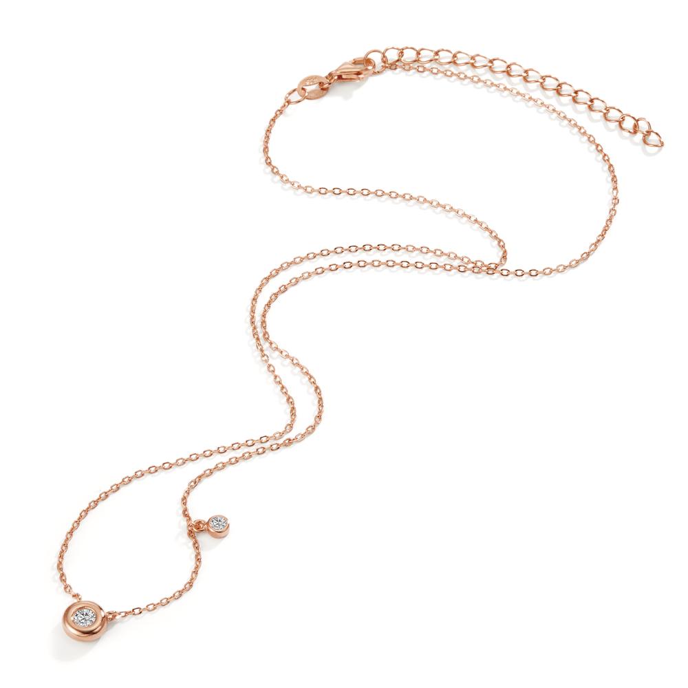 Collier Argent Zircone 2 Pierres rosé Plaqué or 40-45 cm