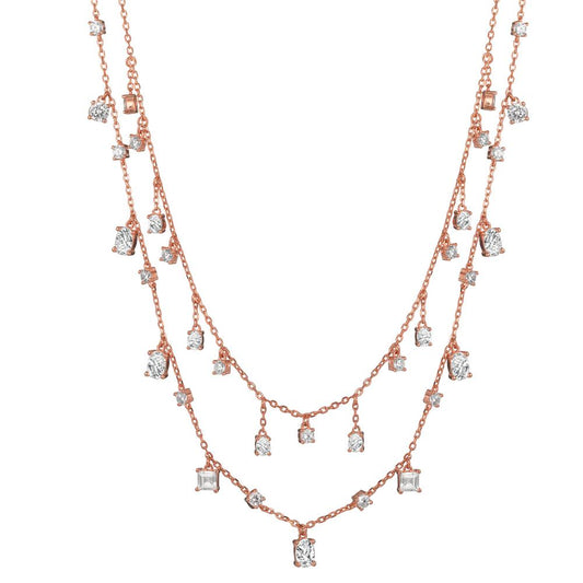 Collier Zilver Zirkonia Rosé Verguld 39-44 cm