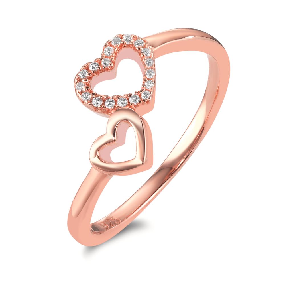 Fingerring Silber Zirkonia rosé vergoldet Herz