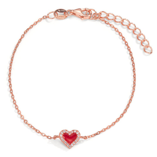 Armband Zilver Zirkonia Rosé Verguld Hart 16-19 cm