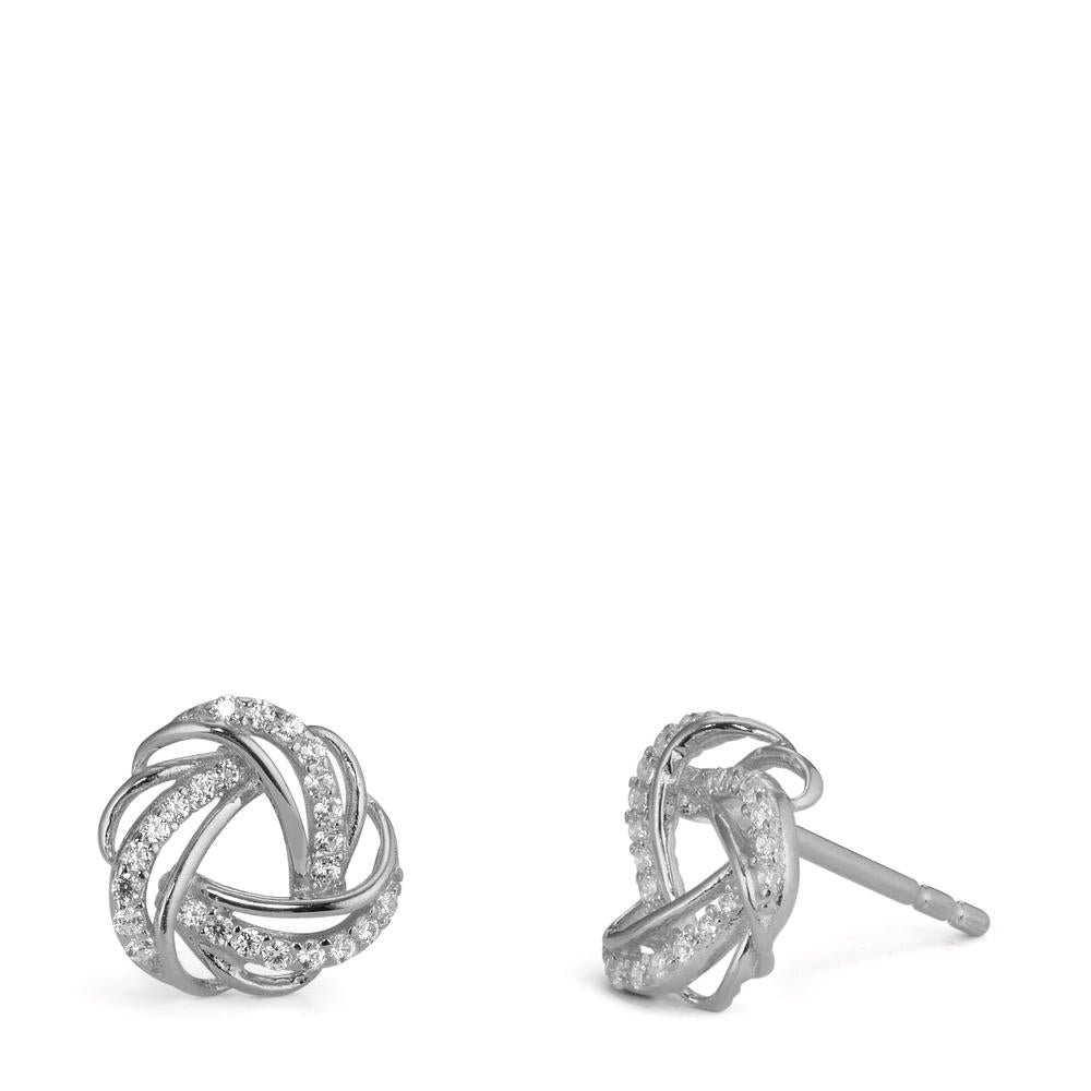 Clous d'oreilles Argent Zircone Rhodié Ø9.5 mm