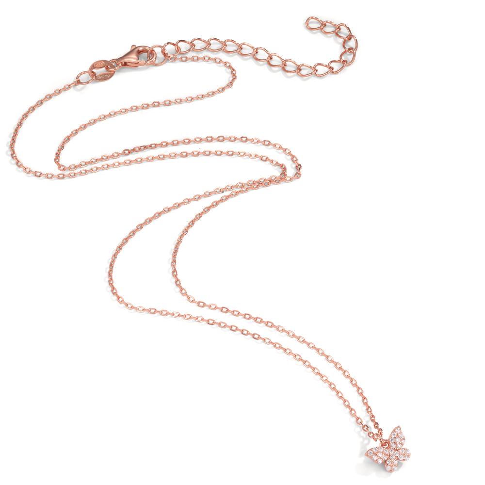 Collier Zilver Zirkonia Rosé Verguld Vlinder 40-45 cm Ø7.5 mm