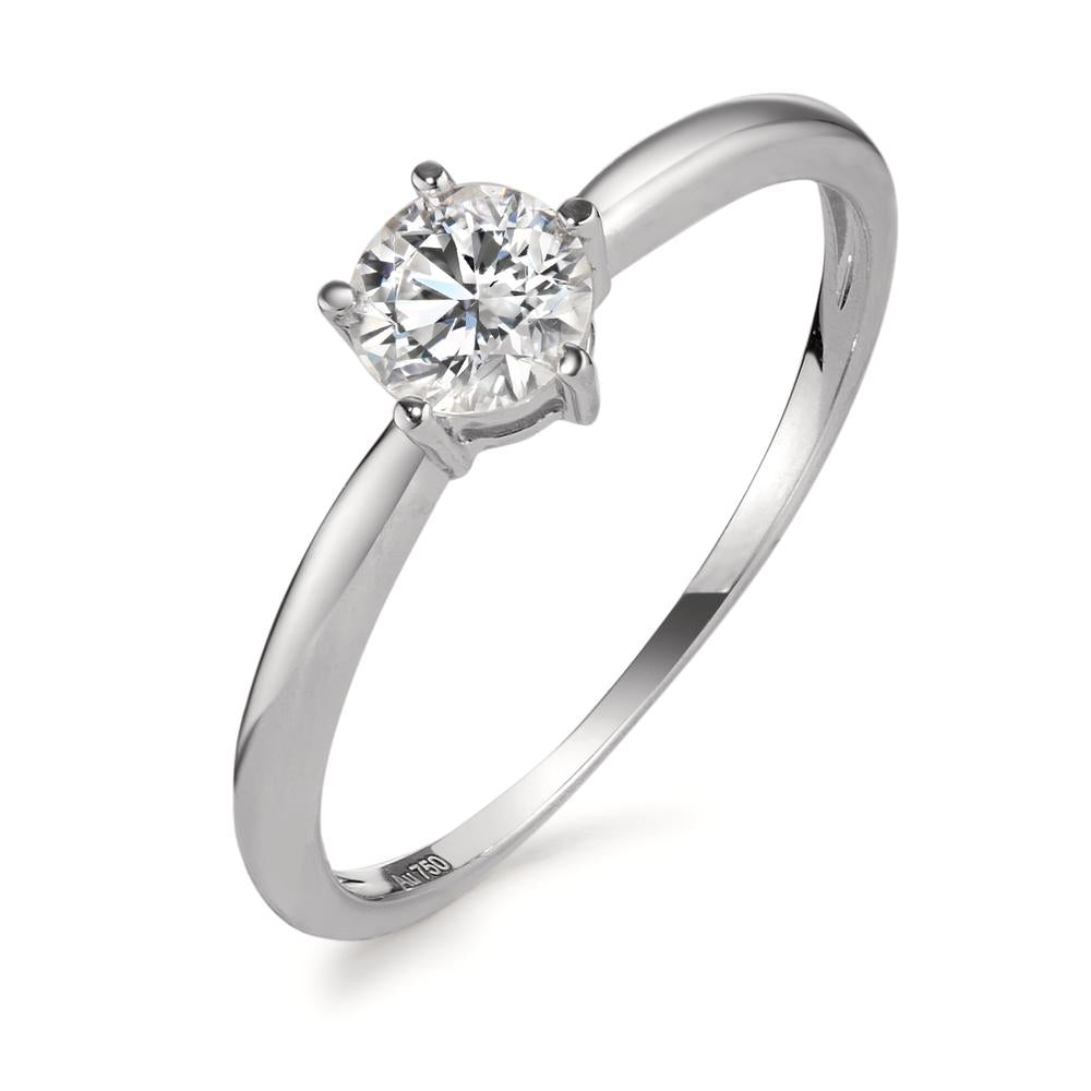 Solitaire ring 750/18K krt witgoud Zirkonia Ø5.5 mm