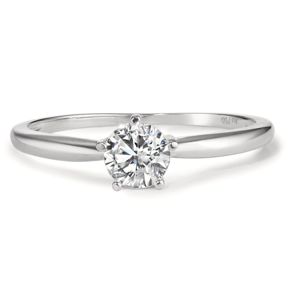 Solitaire ring 750/18K krt witgoud Zirkonia Ø5.5 mm