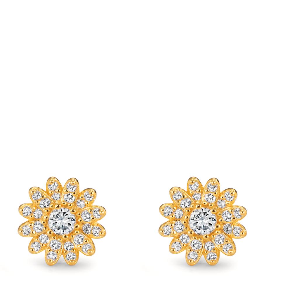 Clous d'oreilles Argent jaune Plaqué or Fleur Ø9 mm