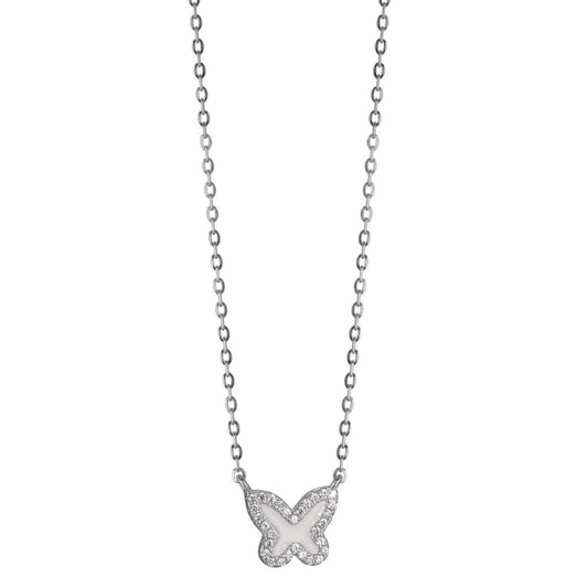 Collier Argent Zircone Rhodié Papillon 40-45 cm Ø9 mm