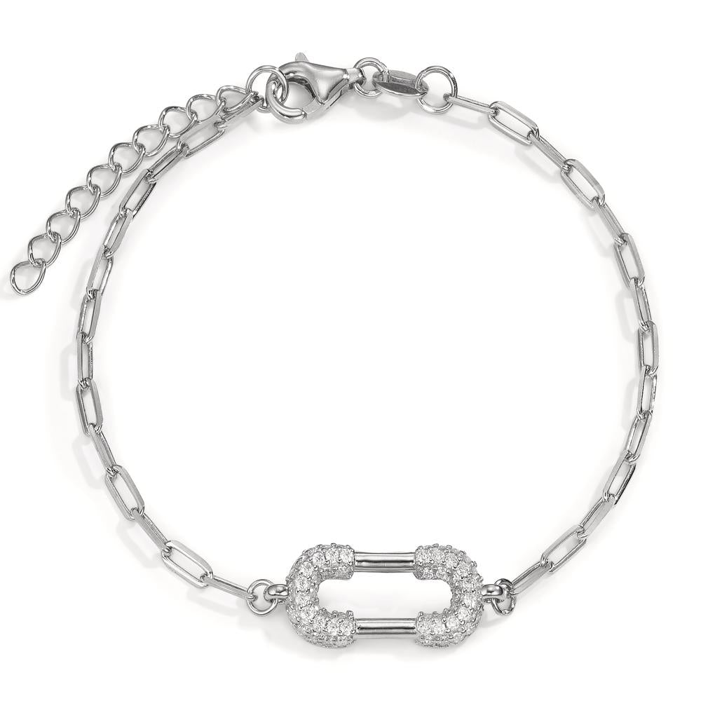 Bracelet Argent Zircone Rhodié 16-18.5 cm