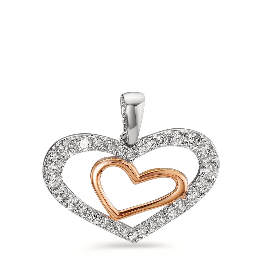 Pendentif Argent Zircone rosé Rhodié Coeur