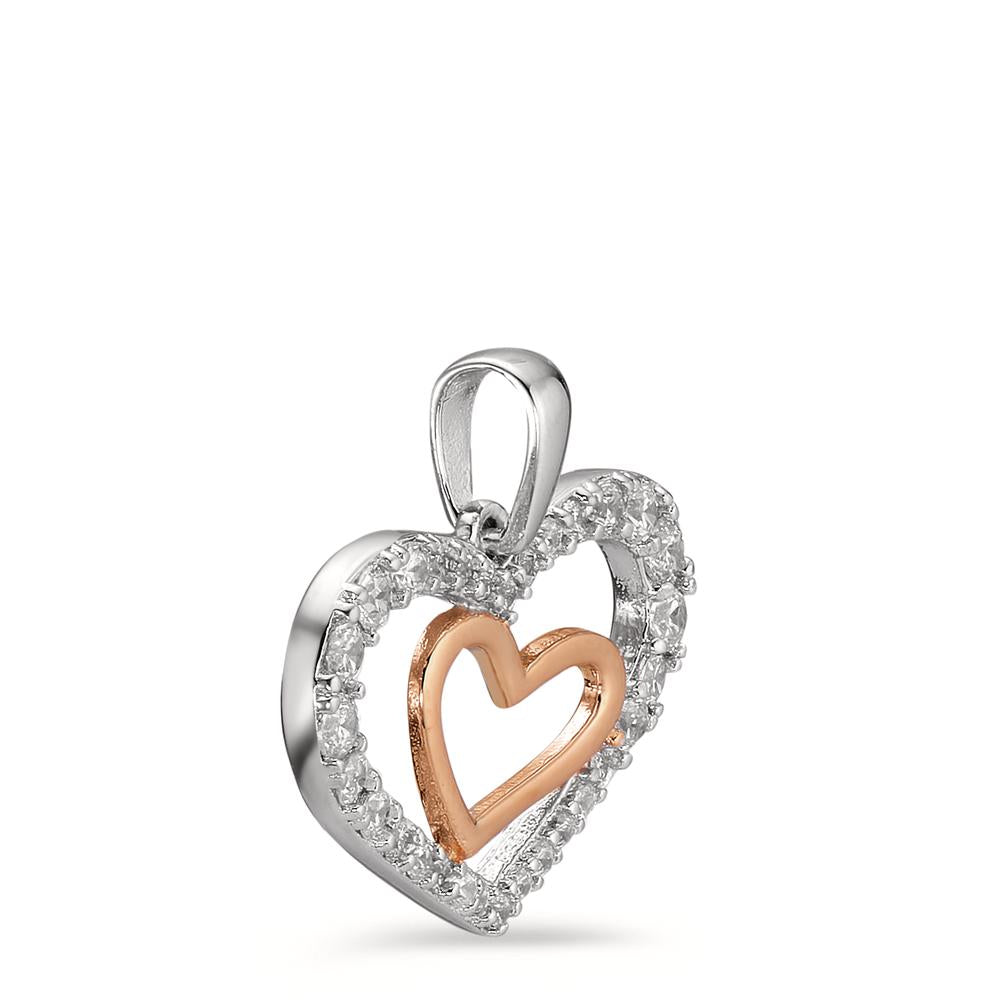 Pendentif Argent Zircone rosé Rhodié Coeur