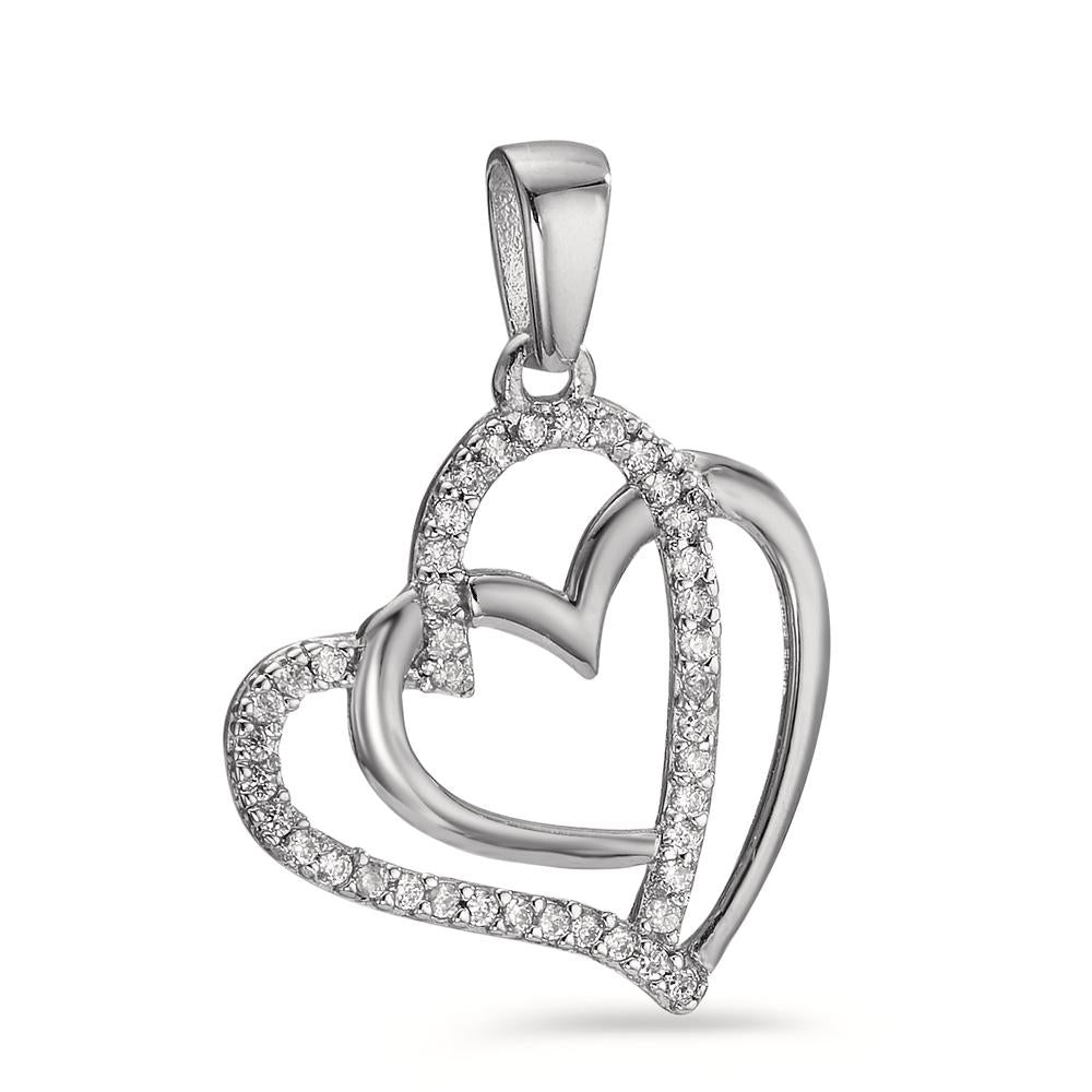 Pendentif Argent Zircone argent Rhodié Coeur