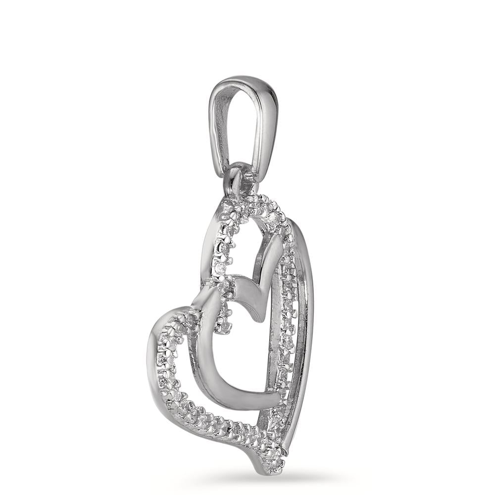 Pendentif Argent Zircone argent Rhodié Coeur