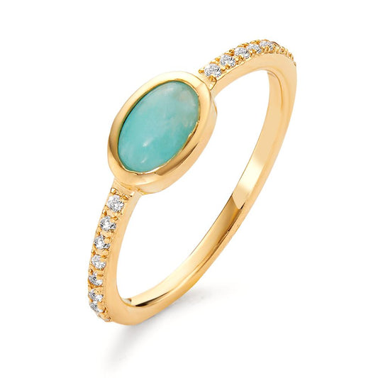 Bague Bronze Amazonite turquoise, 17 Pierres Plaqué or