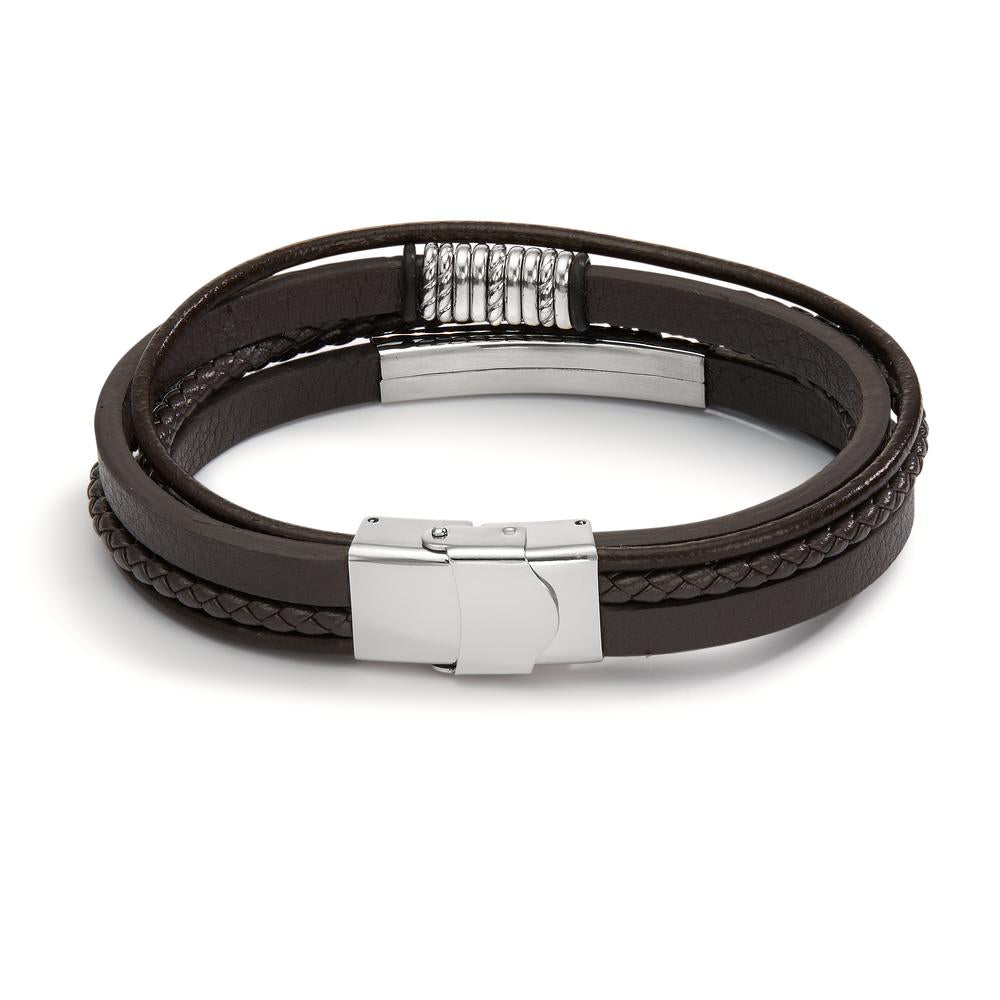 Armband Roestvrijstaal, Leder 21.5 cm