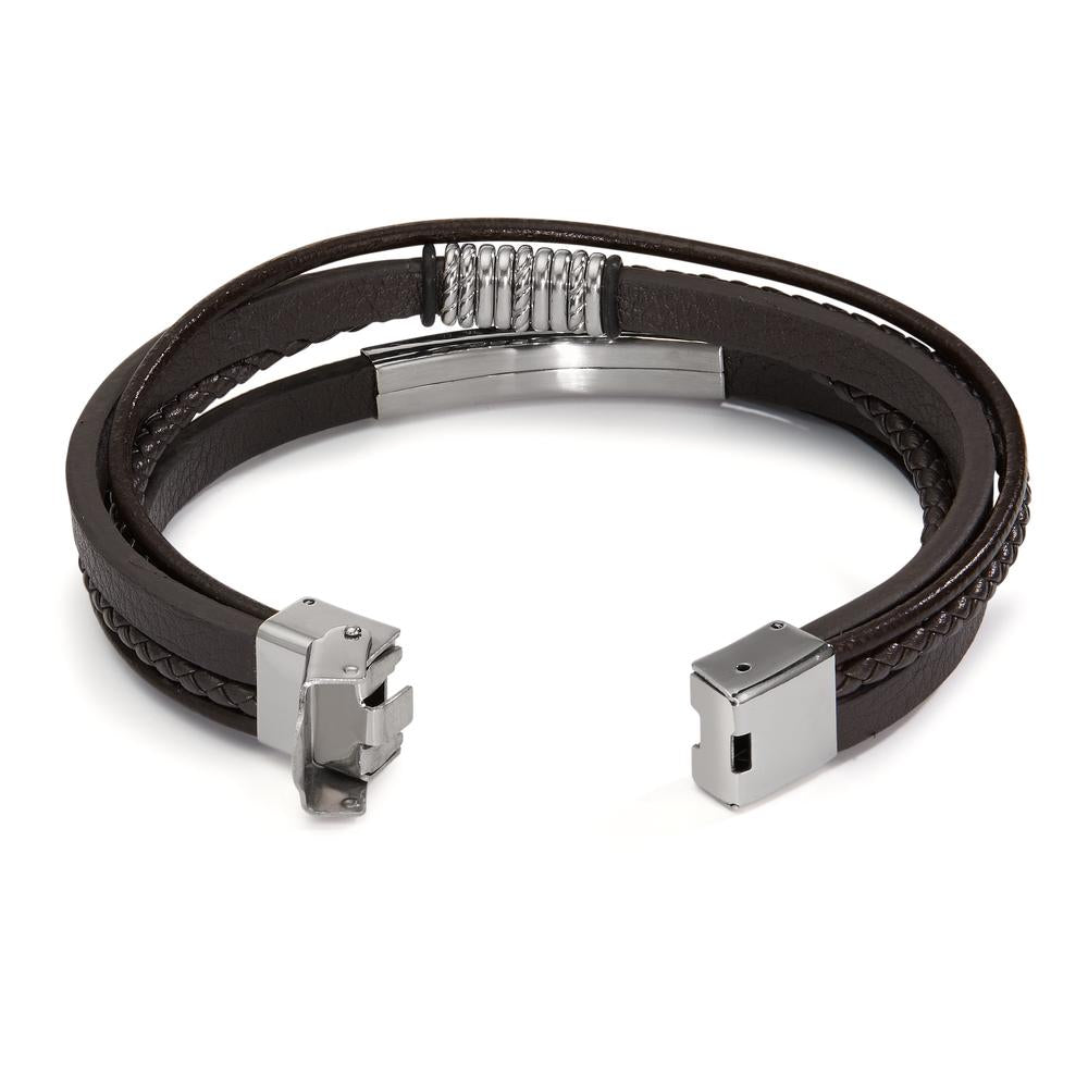 Armband Roestvrijstaal, Leder 21.5 cm