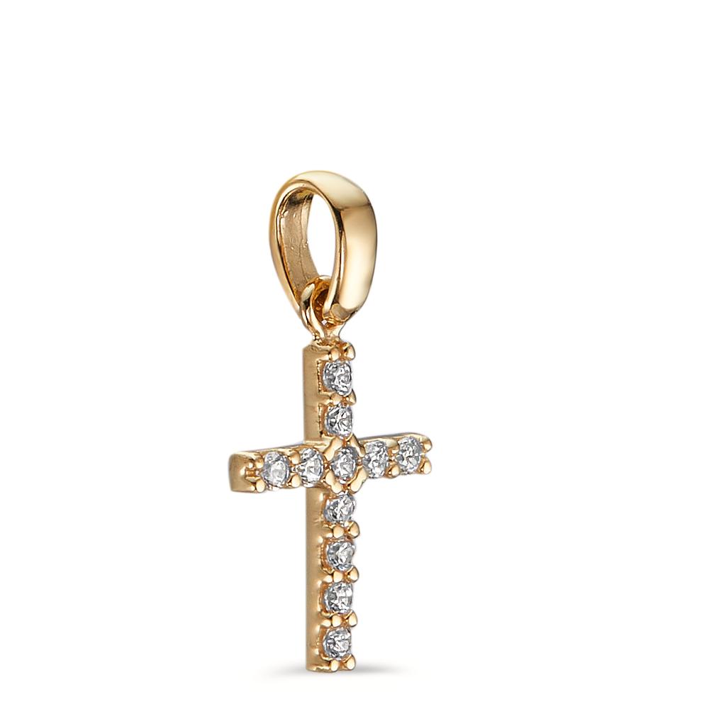 Pendentif Or jaune 18K Zircone 11 Pierres Croix