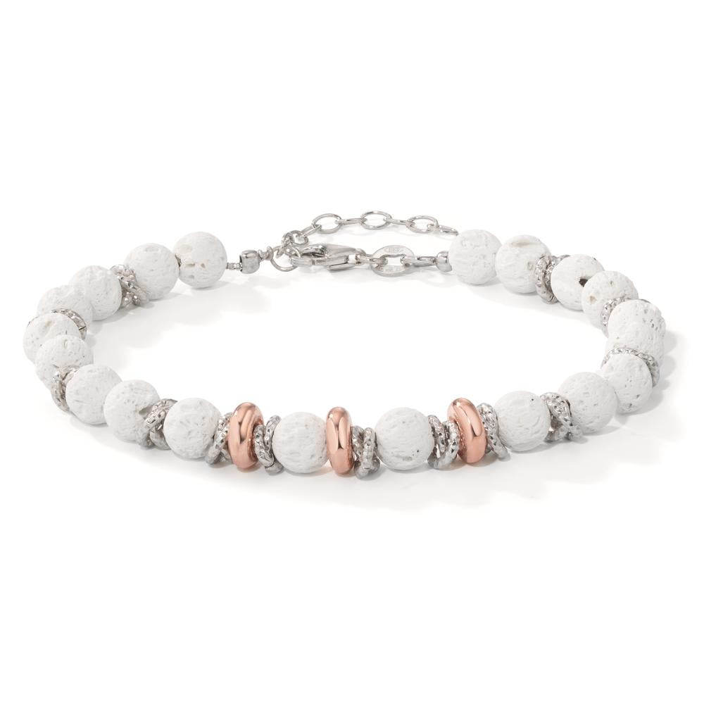 Armband Zilver Lava wit Rosé Bi-color 18.5-21.5 cm Ø6.5 mm