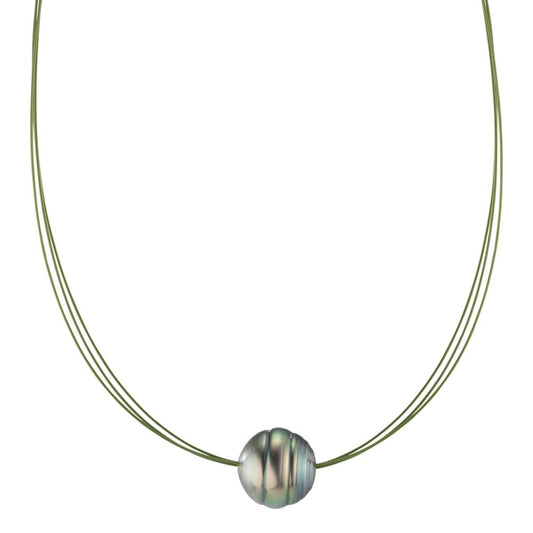 Collier Roestvrijstaal Groen IP-gecoat Tahiti Parel 42 cm