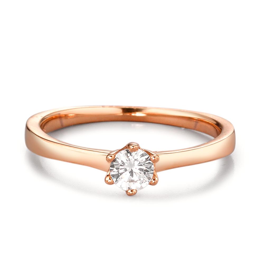 Solitaire ring 375/9 krt roségoud Zirkonia