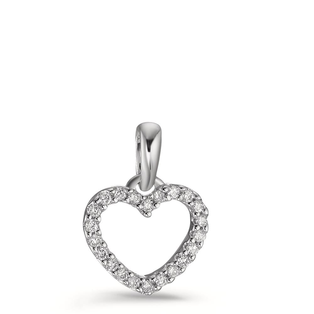 Pendentif Or blanc 18K Diamant 0.11 ct, 22 Pierres, w-si Coeur Ø10 mm