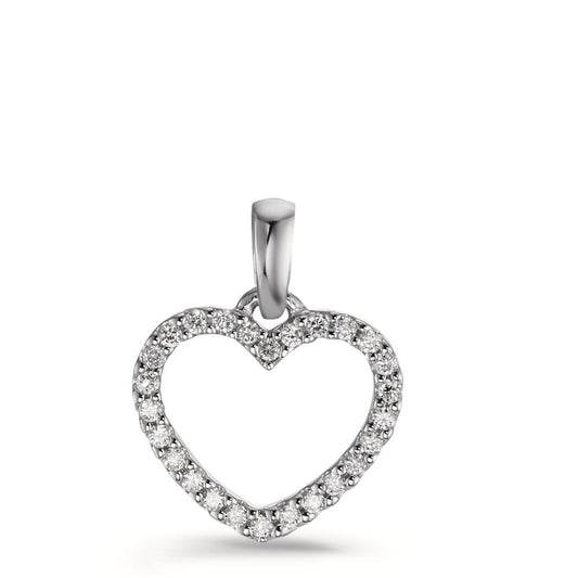 Pendentif Or blanc 18K Diamant 0.13 ct, 26 Pierres, w-si Coeur Ø11 mm