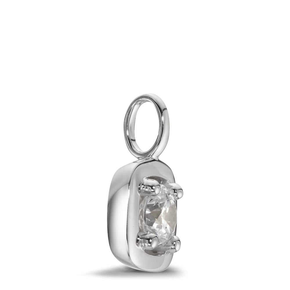 Pendentif Or blanc 9K Zircone Ø9 mm