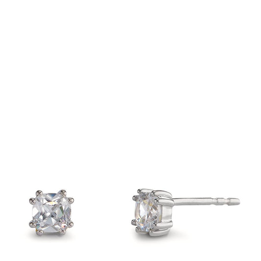 Clous d'oreilles Or blanc 9K Zircone 2 Pierres Ø4.5 mm