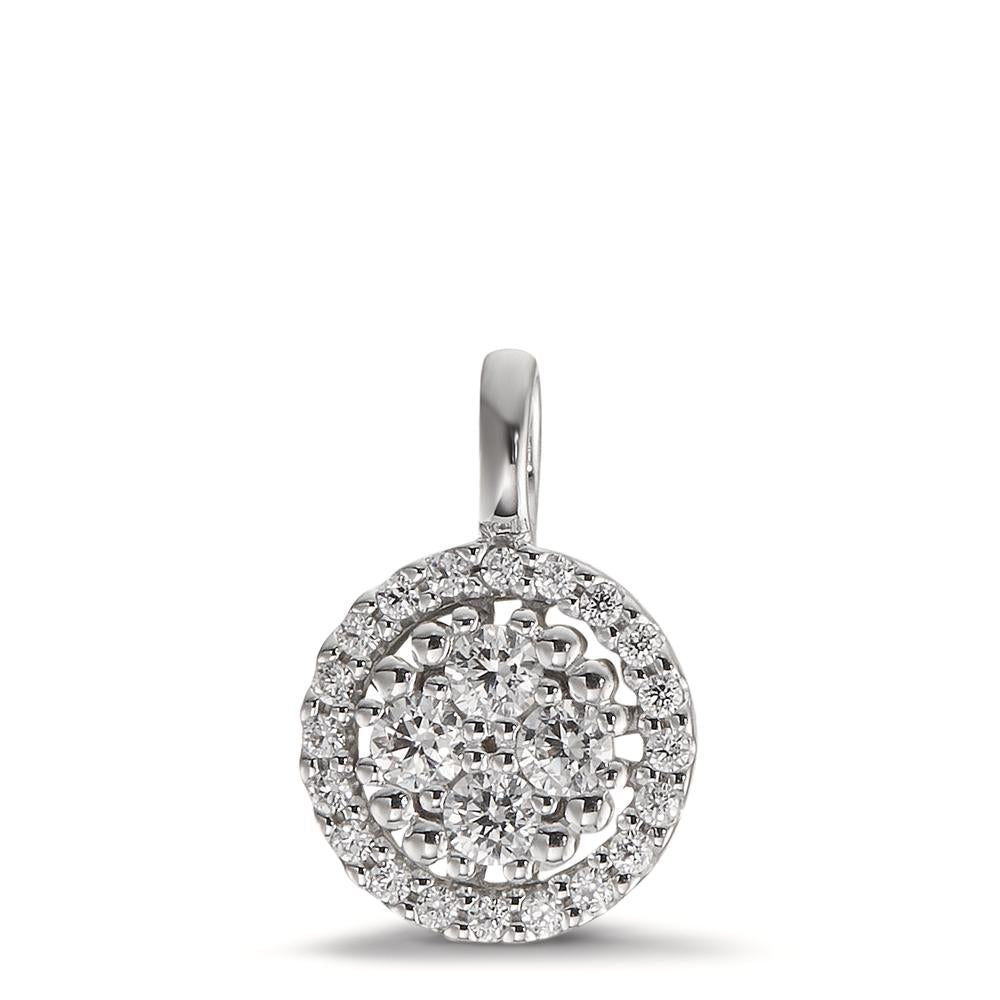 Pendentif Or blanc 9K Zircone 24 Pierres Ø9 mm