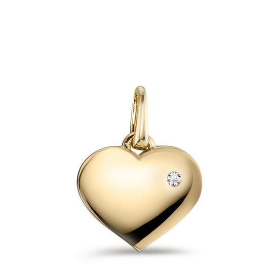 Pendentif Or jaune 9K Diamant 0.01 ct, w-pi1 Coeur Ø9.5 mm