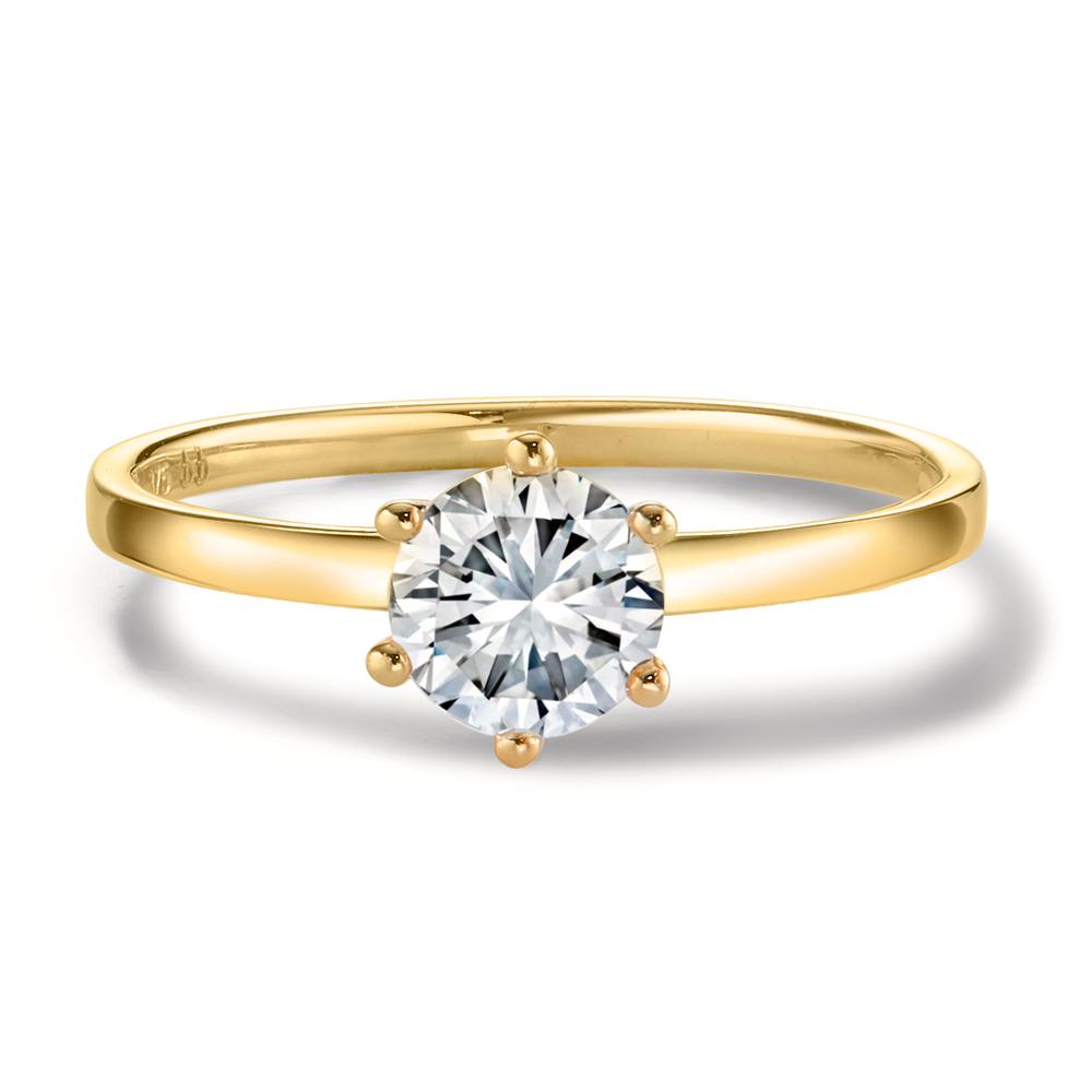 Solitaire ring 375/9 krt geel goud Zirkonia 6 mm