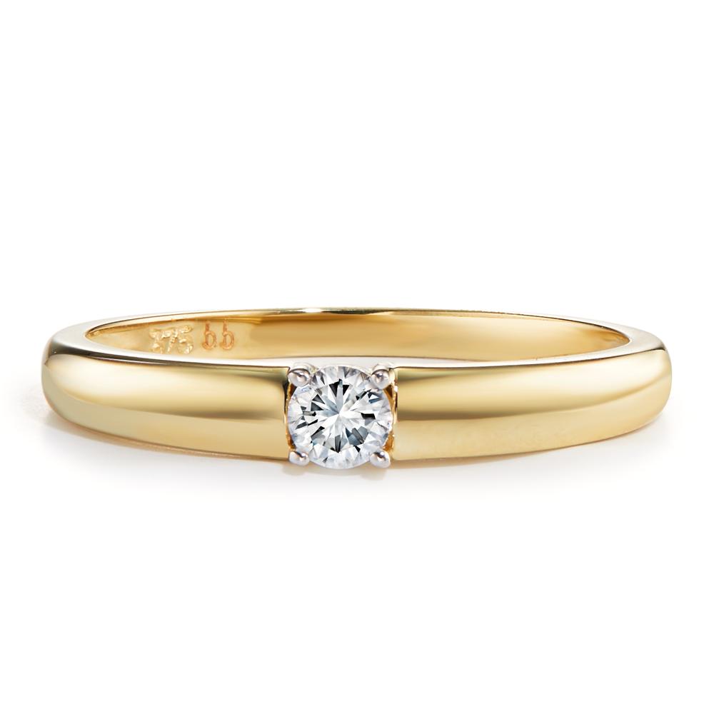 Solitaire ring 375/9 krt geel goud Zirkonia