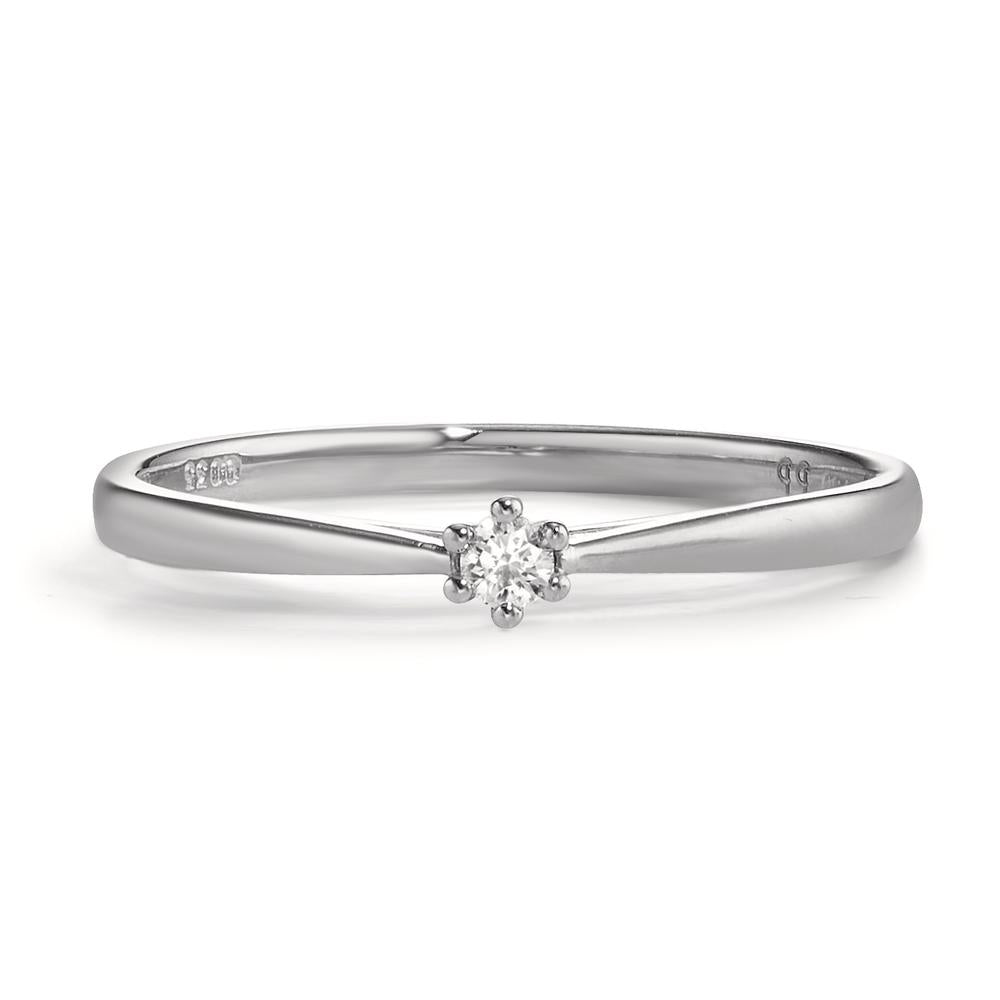 Solitaire ring 750/18K krt witgoud Diamant 0.035 ct, w-si