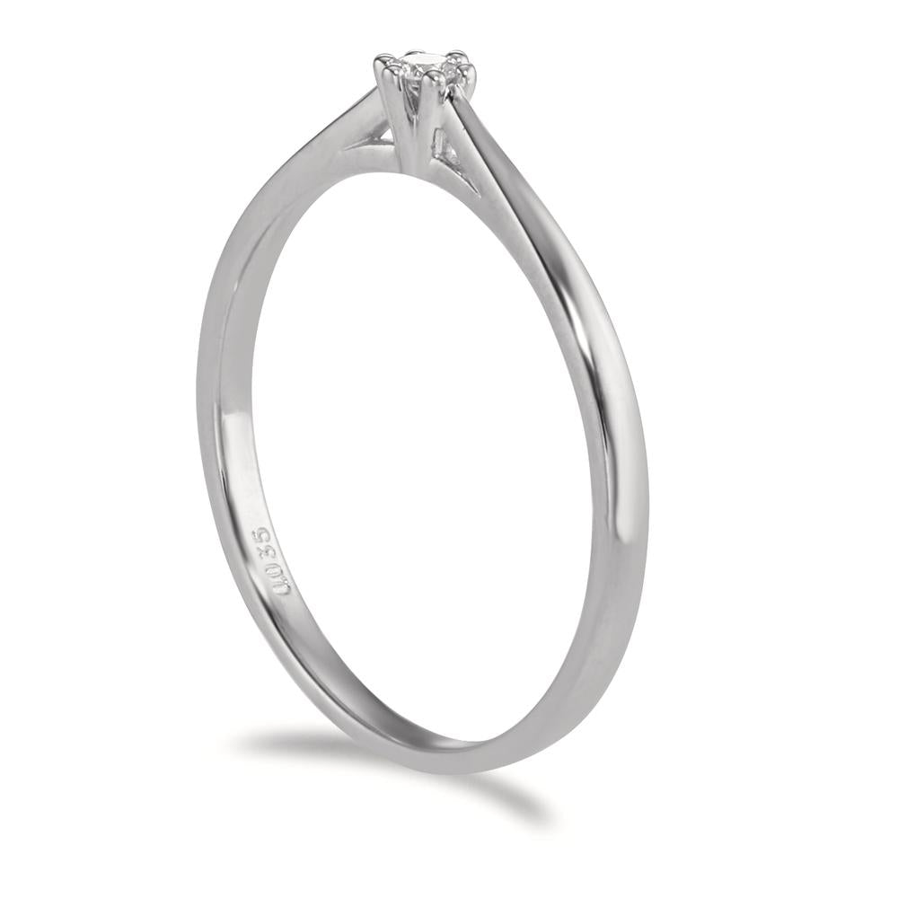 Bague solitaire Or blanc 18K Diamant 0.035 ct, w-si