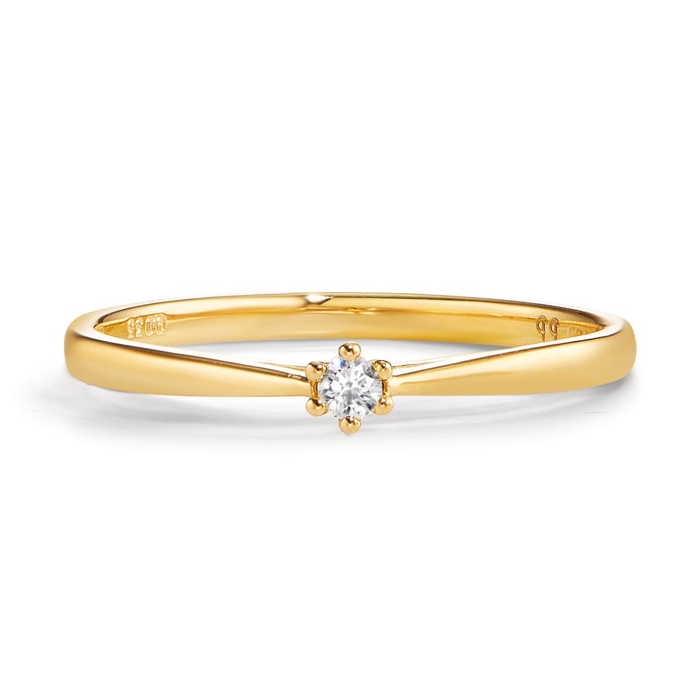 Solitär Ring 750/18 K Gelbgold Diamant 0.035 ct, w-si