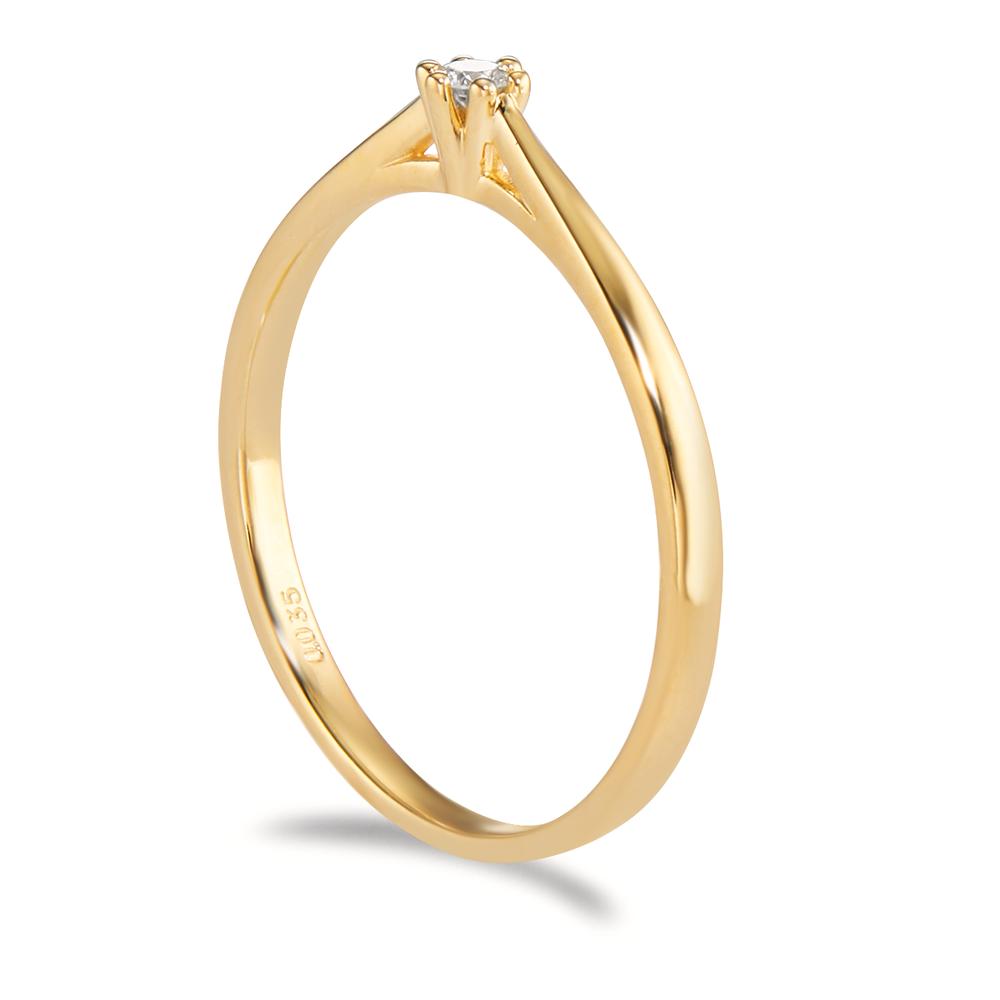 Solitär Ring 750/18 K Gelbgold Diamant 0.035 ct, w-si