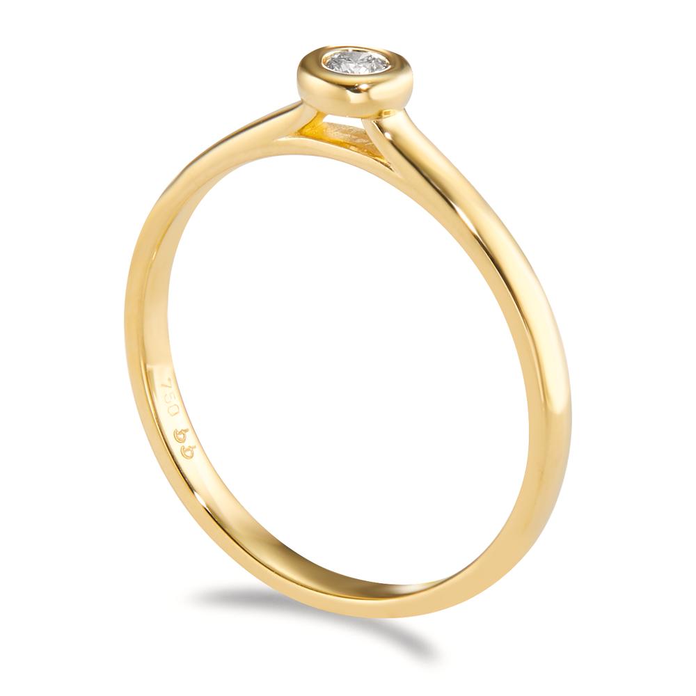 Solitaire ring 750/18 krt geel goud Diamant 0.05 ct, w-si