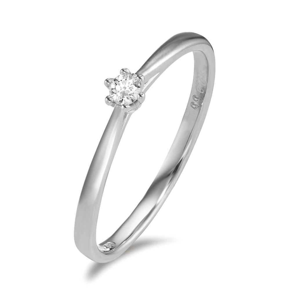 Solitaire ring 750/18K krt witgoud Diamant 0.05 ct, w-si