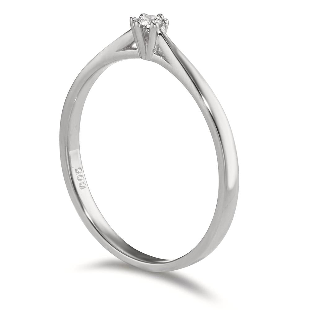 Solitaire ring 750/18K krt witgoud Diamant 0.05 ct, w-si