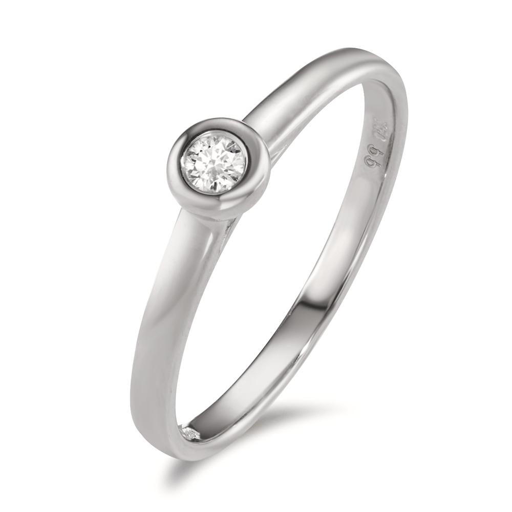 Solitaire ring 750/18K krt witgoud Diamant 0.07 ct, w-si