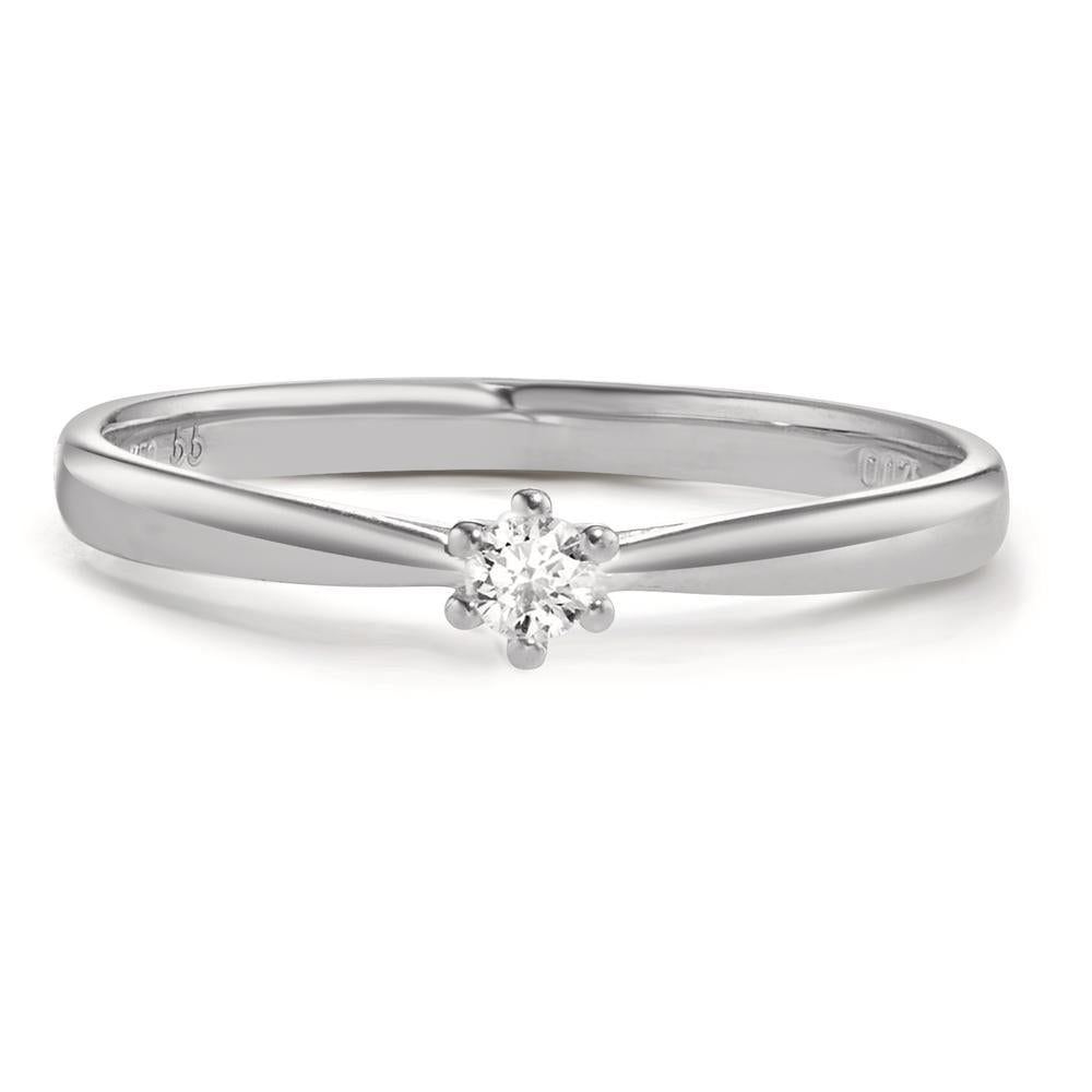 Solitaire ring 750/18K krt witgoud Diamant 0.075 ct, w-si